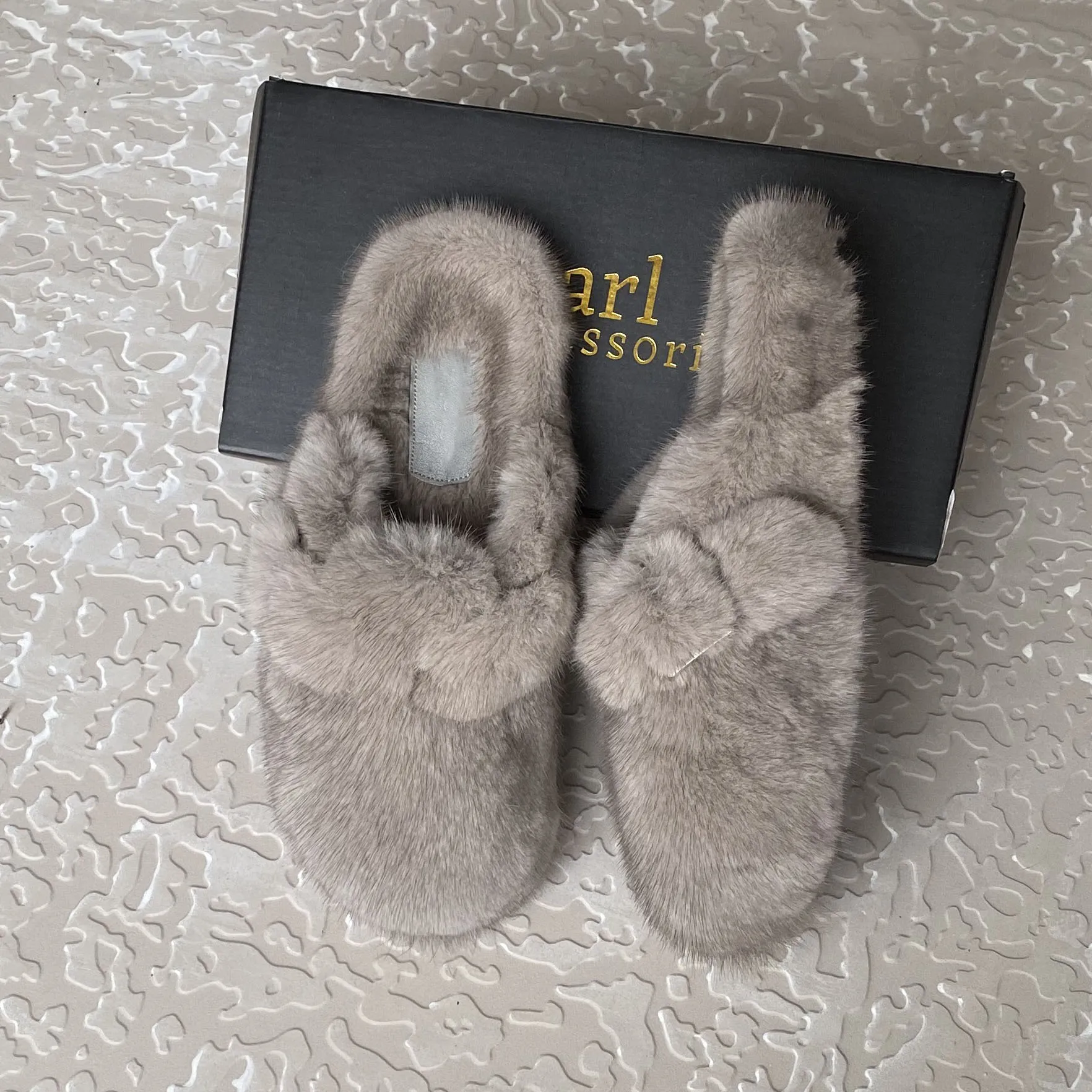 Luxuriöse, bequeme Damen-Slipper aus Naturfell, flache Schuhe, Plüsch-Mules, Sandalen, flauschige Hausschuhe aus echtem Nerzfell für Damen – Detail 10