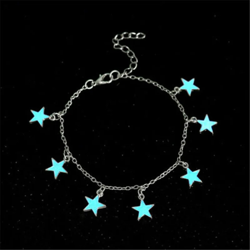 New Fashion Luminous Stones Bead Star Pendant Anklet For Women Bohemia Beach Tassel Handcrafted Ankle Chain Boho Jewelry