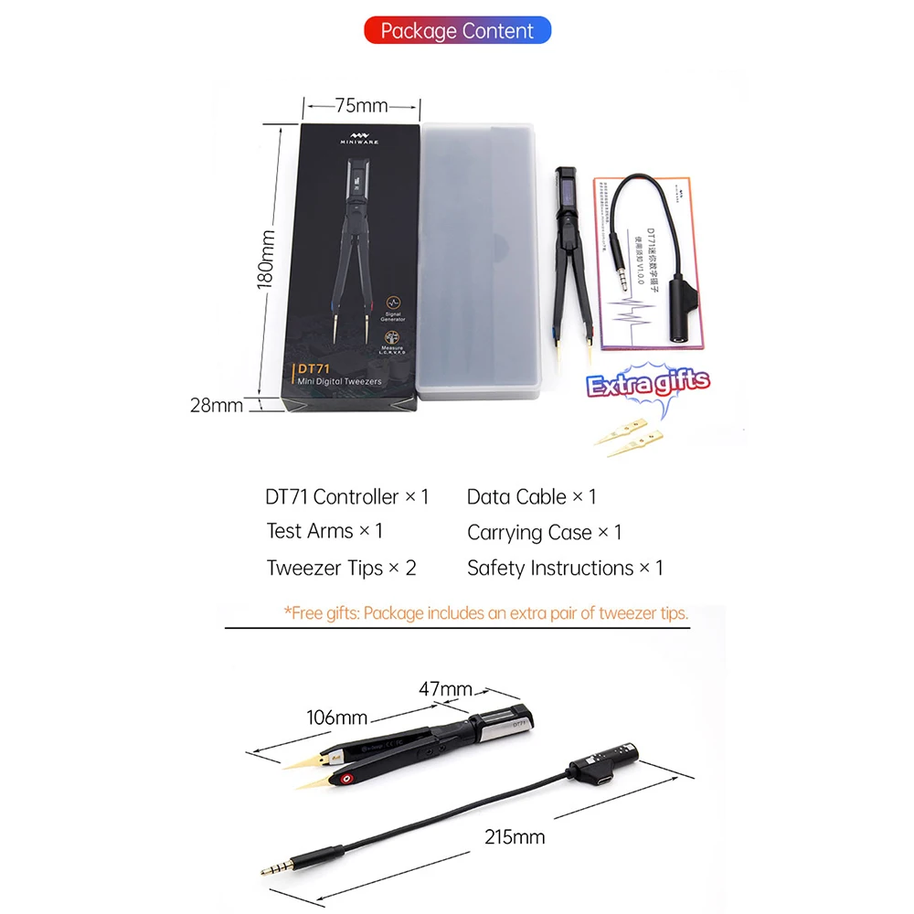 Pinzette intelligenti digitali 7 IN 1 portatili DT71 LCR Meter generatore di segnali debug strumento di riparazione Display OLED misura LCRDVF