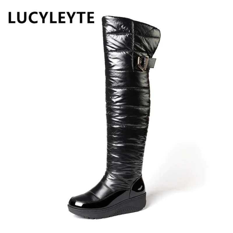 Warm ladies breathable snow boots winter cuff plush fluffy winter boots waterproof platform thick-soled anti-slip boots