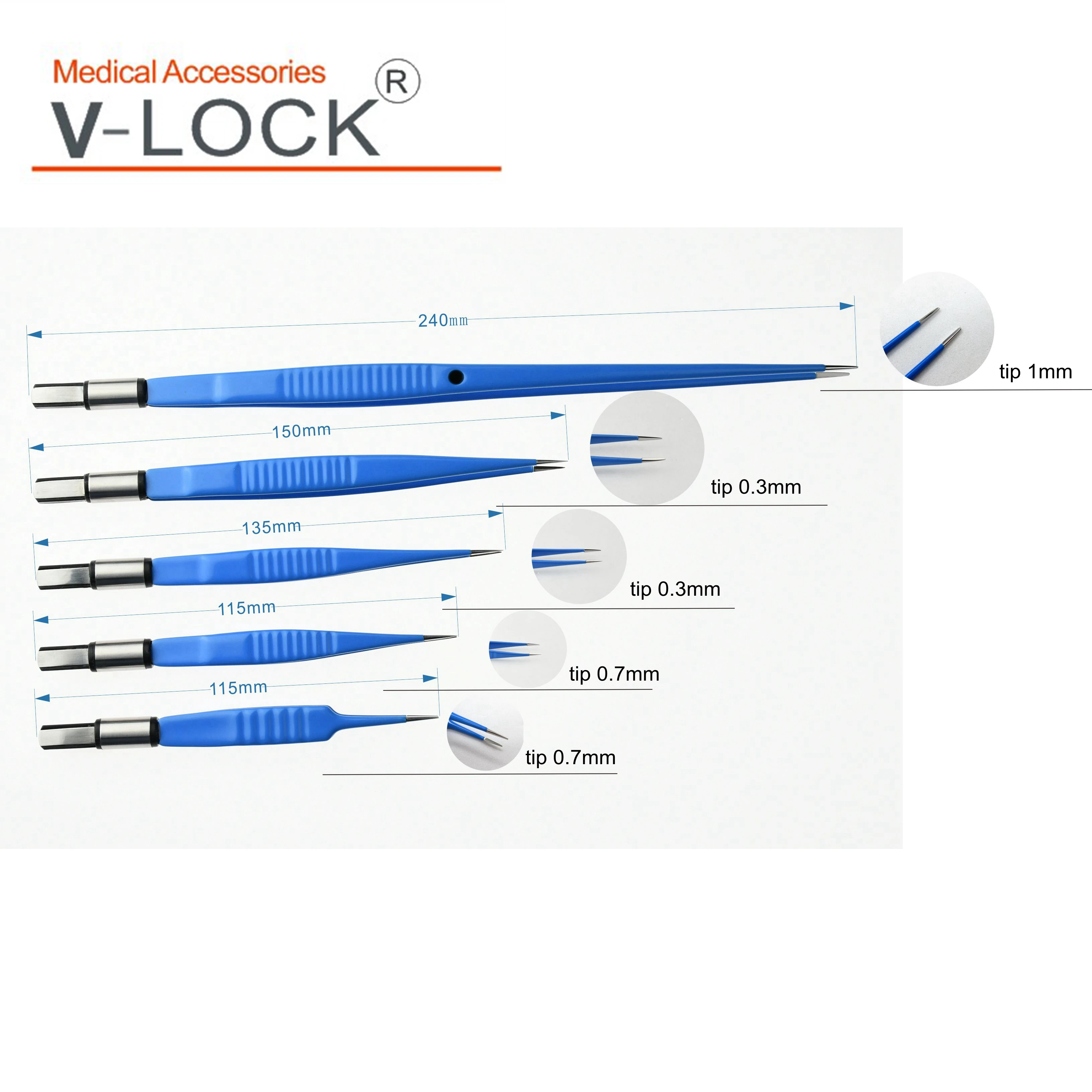 2023 V-LOCK best disposable bipolar forceps  straight for electrosurgical unit