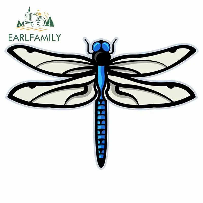 EARLFAMILY 13cm x 9,2 cm für Libelle Blau Auto Aufkleber Persönlichkeit Motorrad Cartoon Aufkleber Kühlschrank Windschutzscheibe Dekoration