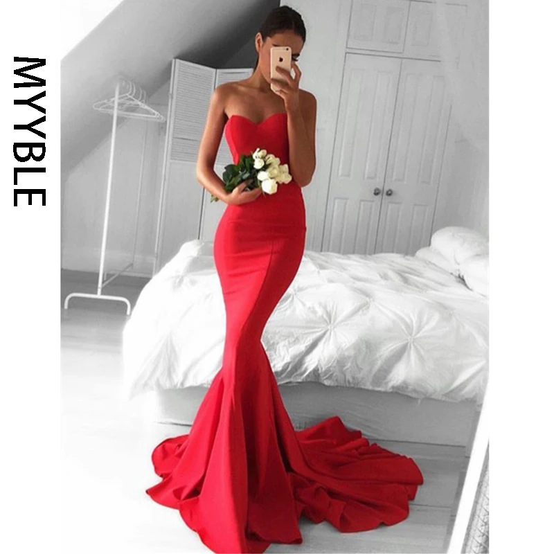 Myyble Avondjurk Mermaid Tulle Sexy Lange Floor-Length Applicaties Lace Sweetheart Avondjurken Mouwloze Avondjurken