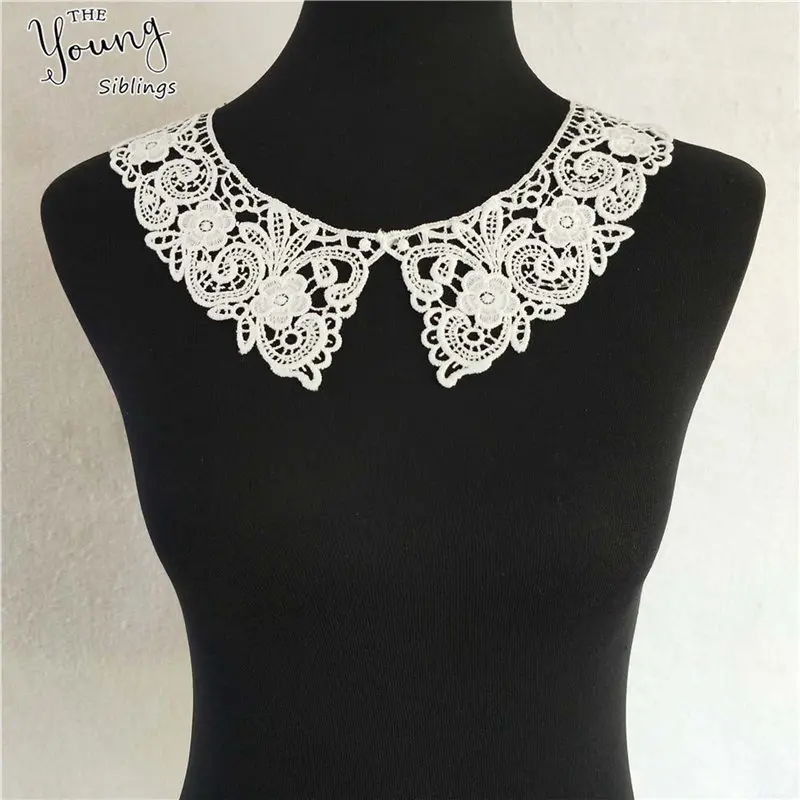 Stile di Modo Tessuto di Pizzo Bianco Neckline Del Ricamo di Applique Del Merletto Del Collare Fai da Te Trim Accessori di Abbigliamento Cucito