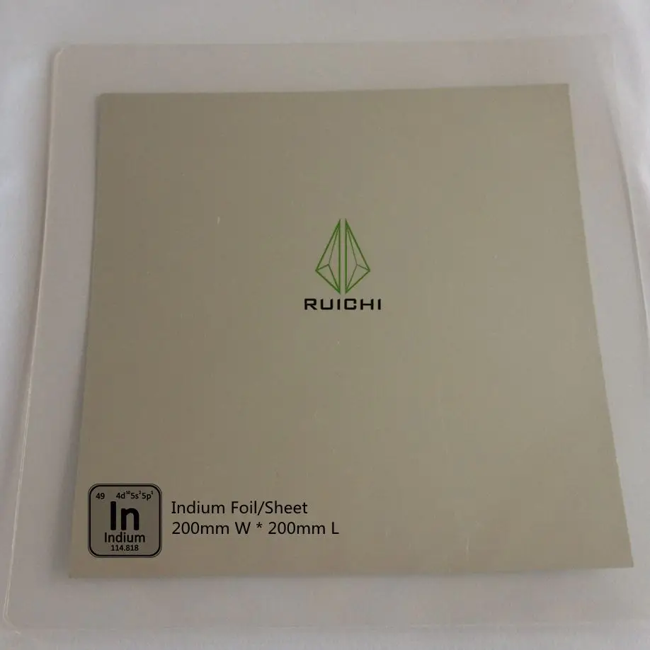 Indium Foil 0.2*200*200mm RUICHI 99.995% Pure Indium Foil Metal Sheet