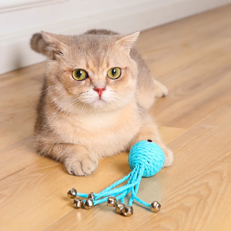 4/3/2pcs Funny Cat Toy Set Cat Teaser Pet Interactive Sisal Ball Cat Plush Playing Chewing Toy for Teeth Grinding Supplies