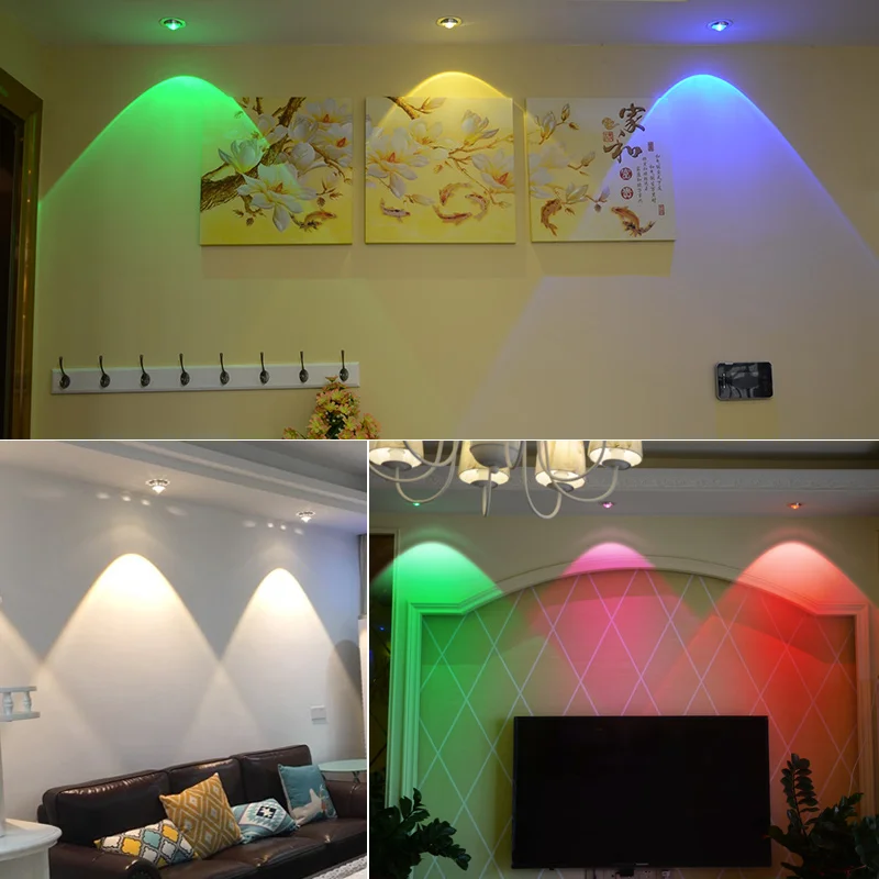 LED Ceiling Lamp 9W Down Lights RGB With Remote Recessed light Bulbs AC220V 3W Downlight Birthday party Colorful lights