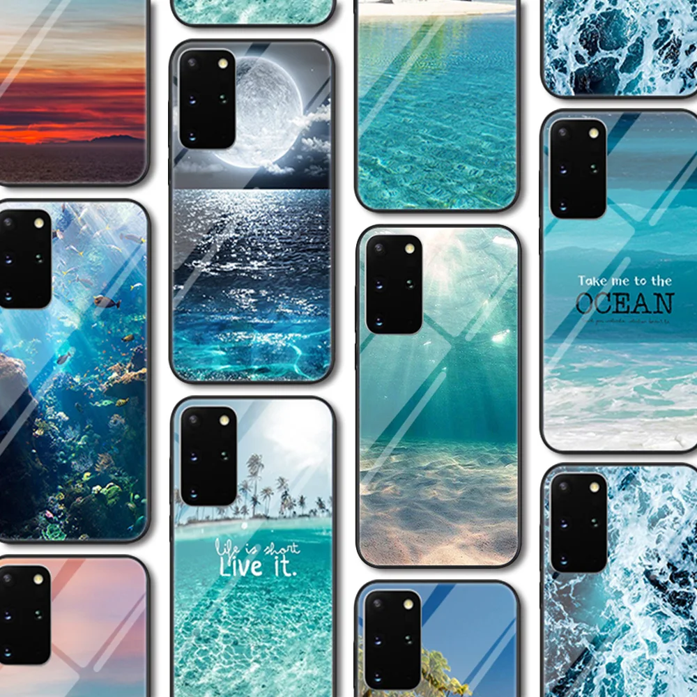 

Sea Bottom Glass Case for Samsung Galaxy S21 A51 A52 S20 A50 A21S A12 A32 A72 A71 A70 S10 S9 A22 A31 FE Note 20 10 Ultra Plus 5G