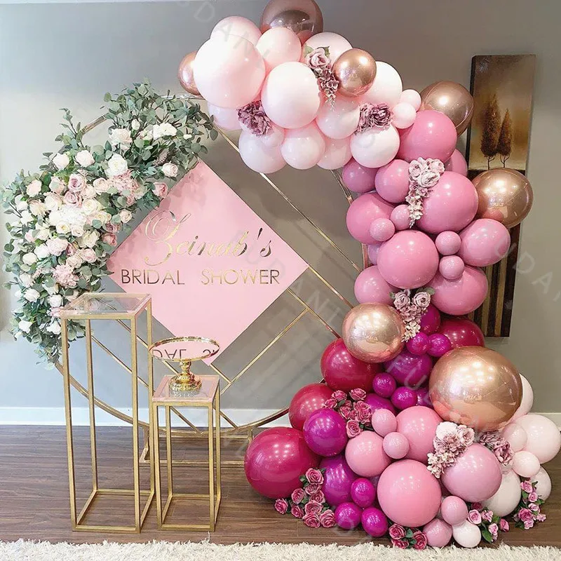 85pcs Retro Pink Arch Garland Kit Gold Chrome Latex Balloons For  Wedding Party Baby Shower Birthday Valentine's Day Party Decor