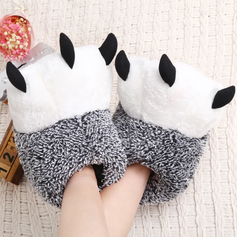 2022 Winter Warm Soft Indoor Floor Slippers Women Men Children Shoes Paw Funny Animal Christmas Monster Dinosaur Claw Plush Home