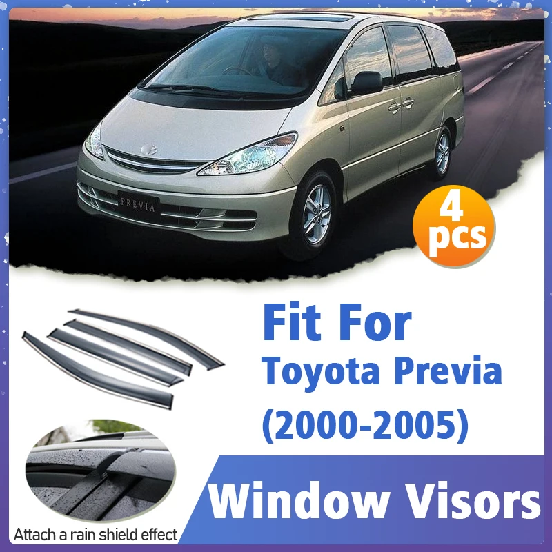 

Window Visor Guard for Toyota Previa 2000-2005 4pcs Vent Cover Trim Awnings Shelters Protection Sun Rain Deflector Accessories