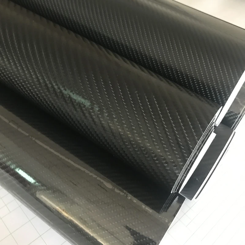 

50x300cm 3D 4D 5D 6D Black High Gloss Carbon Fiber Vinyl Wrapping Film For Car Vinyl Wrap Sheet