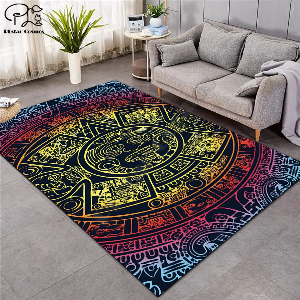 Mayan Totem carpet Square Anti-Skid Area Floor Mat 3D Rug Non-slip Mat Dining Room Living Room Soft Bedroom Carpet style-03