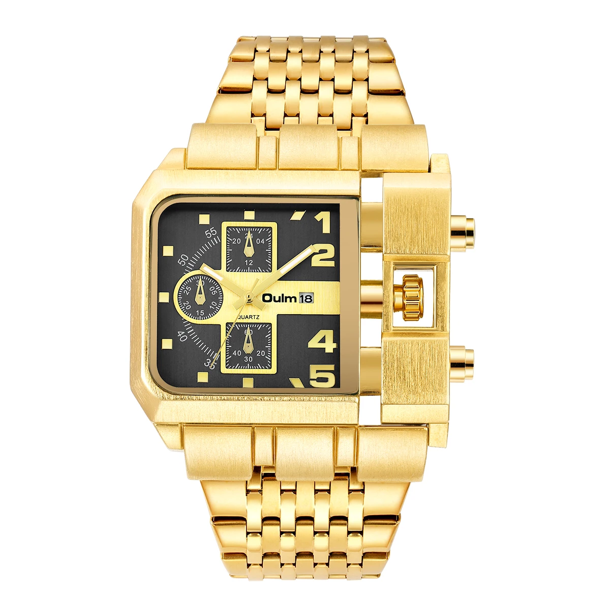 Gold Luxury Quartz Men\'s Watch Business Fashion Square Dial Automatic Calendar часы кварцевые мужские наручные