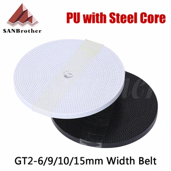 Correa de distribución abierta GT2-6mm de 2/5 metros, ancho de 6mm, 9mm, 10mm, correa GT2 de PU con correa de núcleo de acero, correa de distribución 2GT para pieza de impresora 3D Reprap