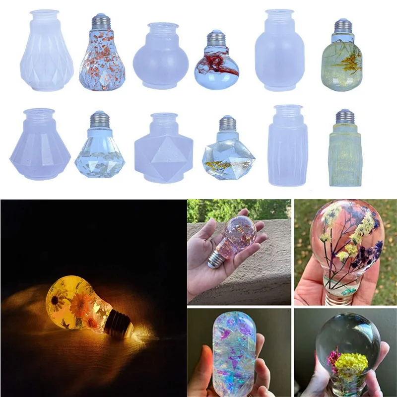 

Resin Crystal Silicone Mold DIY Creative Night Light Bulb Mold Table Ornaments Silicone Mold For Resin Home Decoration Art Mould