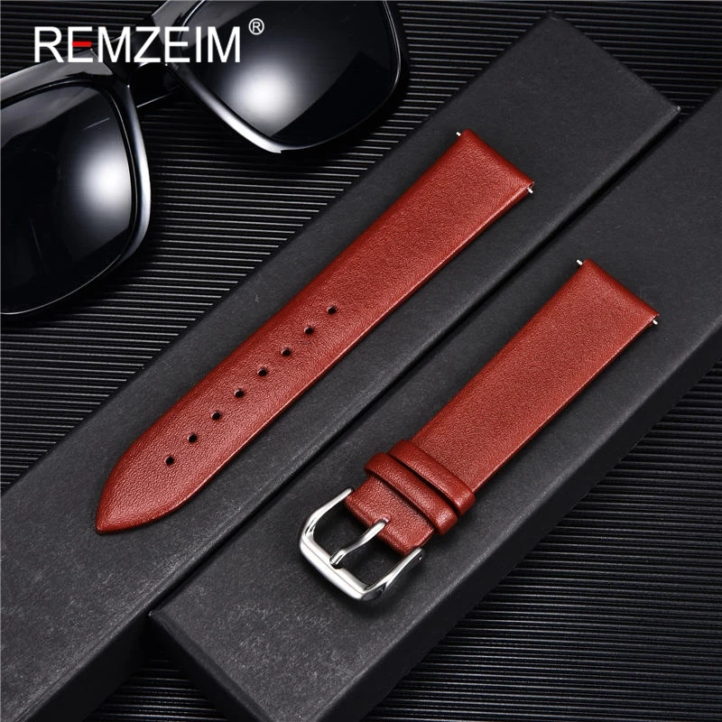 Ultradünnes Echtleder-Armband, Uhrengürtelband, Armbanduhrenband, 8 mm, 10 mm, 12 mm, 14 mm, 16 mm, 18 mm, 20 mm, 22 mm, Rot, Weiß, Schwarz – Detail 4