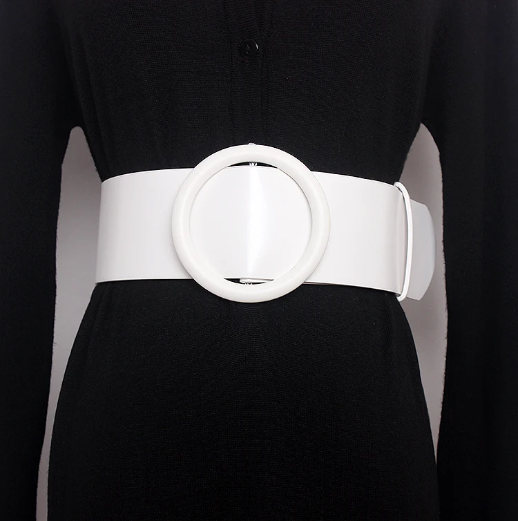 Kleidung zubehör 2020 Neue Frauen Großen Ring Breite Leder Gürtel Für Top Qualität Strap Jeans Feminine Frau Runde Schnalle Gürtel – Detail 2