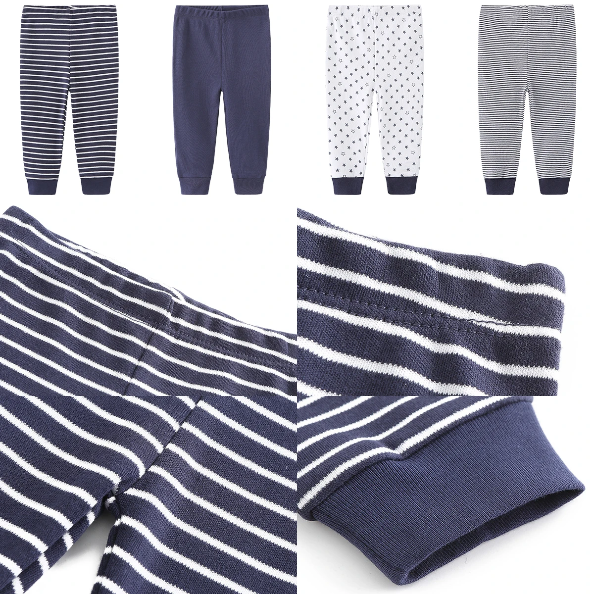 Newborn Baby Girl Boy Pants 4Pcs/sets Striped Baby Long Leggings Cotton Trousers Unisex Pantalones 0-12M roupas de bebe