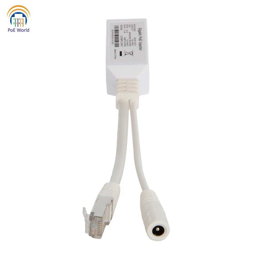 Go 2pcs free ship Gigabit PoE Injector 12V-56V input connector cable poe splitter/ poe injector for MikroTik Mode B operation