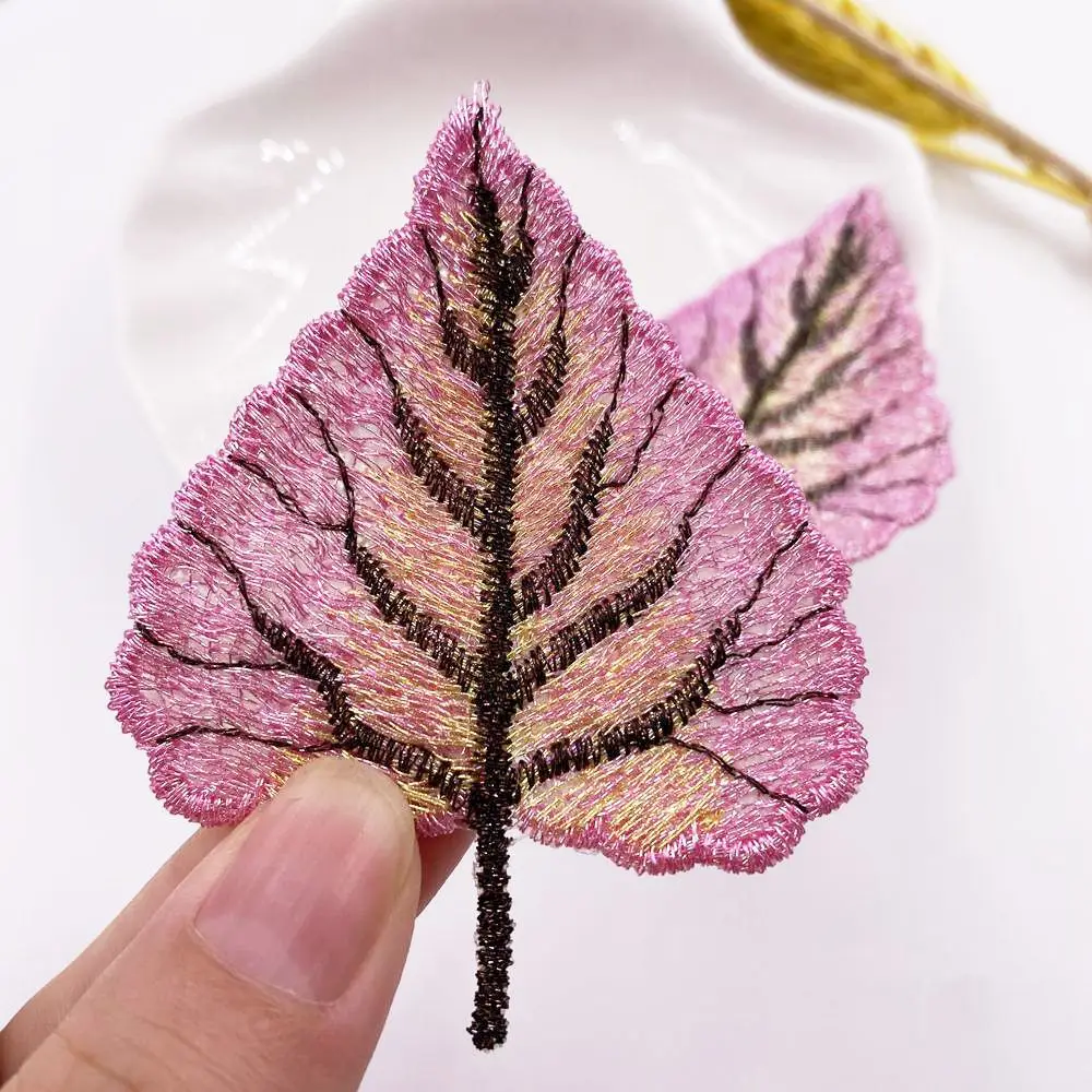 New Colorful Leaf Embroidered Clothes Patchs Wedding Sewing Applique for DIY Headwear Hat Decor Accessories Craft
