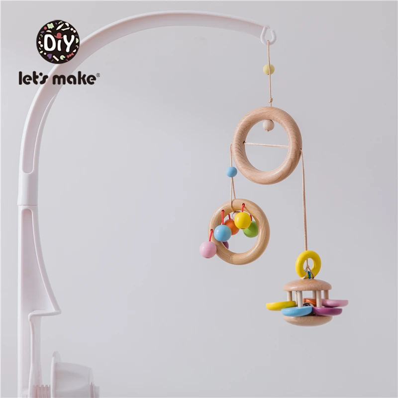 Let's Make Baby Crib Mobile Holder Toys Macaron Musical Box With Holder Arm Music Newborn Rotating Portable Newborn Bed Bell Toy