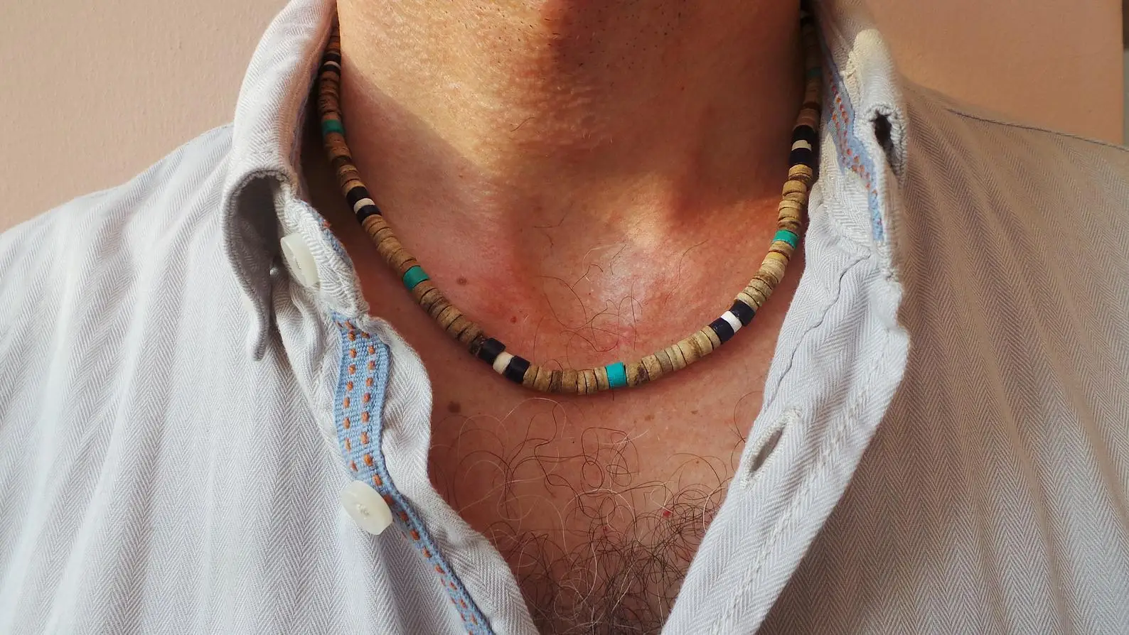 Men\'s African necklace, Men african Beaded jewelry, Surfer necklace Gifts for men, Wooden Beach Necklace