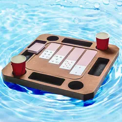 Floating Game or Card Table Tray for Pool or Beach Party Float Lounge Durable Foam Drink Holders with Waterproof Playing Cards