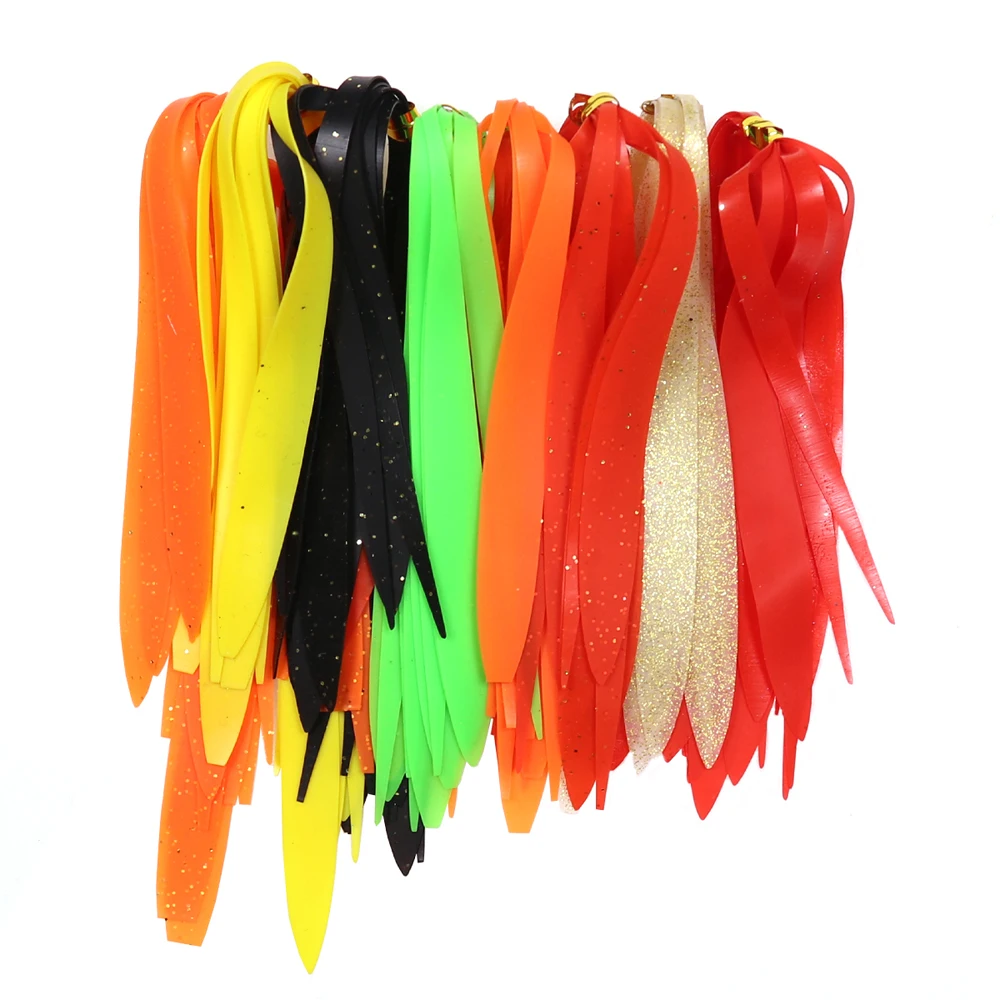 10Pcs/Bundle 8 Kleuren Siliconen Rechte Drift Streamers Gradiënt Breedte Ontwerp Spinnerbait Buzzbait Jig Lokken Maken Materiaal