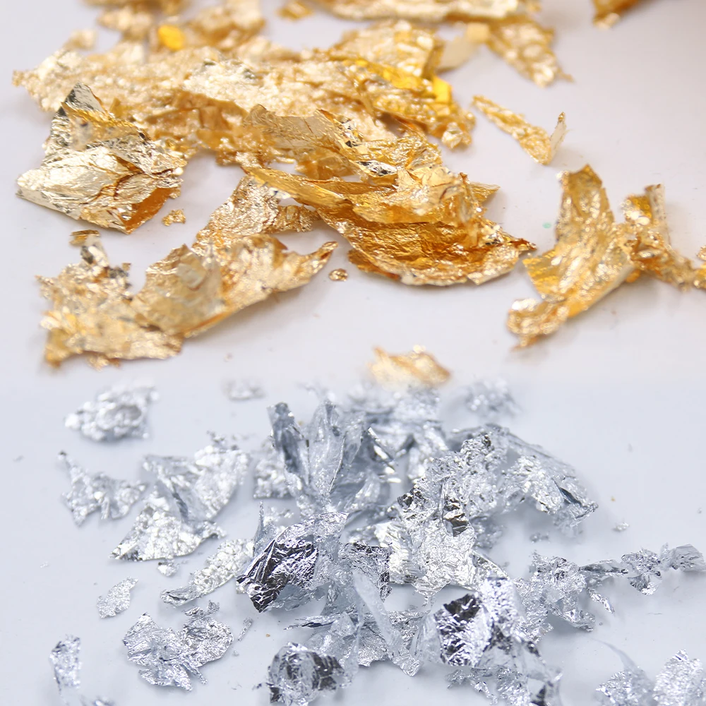 3g Imitation Gold Sliver Copper Foil Sequins Glitters Craft Leaf Flake Sheets Bulk Foil Paper For Gilding DIY Nail Art Decor