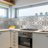10pcs Blue & Gray Matte Surface Wall Sticker Film For Tiles /Ground in Kitchen Backsplash Floor PVC Art Wallpaper Peel & Stick 3