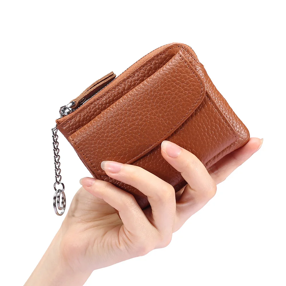 

A2640 Full Grain Purse Hasp Zipper Versatile Layers Palm Coins Pocket Comfortable Top Cowhide Leather Lady Card Bag Girls Wallet