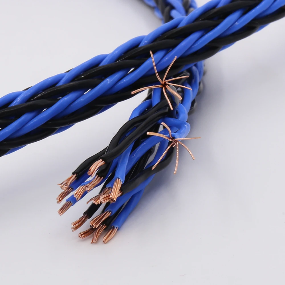 8TC Black Blue 8core twist cable OCC Copper Wire Cable for HIFI Audio Speaker Amplifier Turntable CD Player 16 Strands