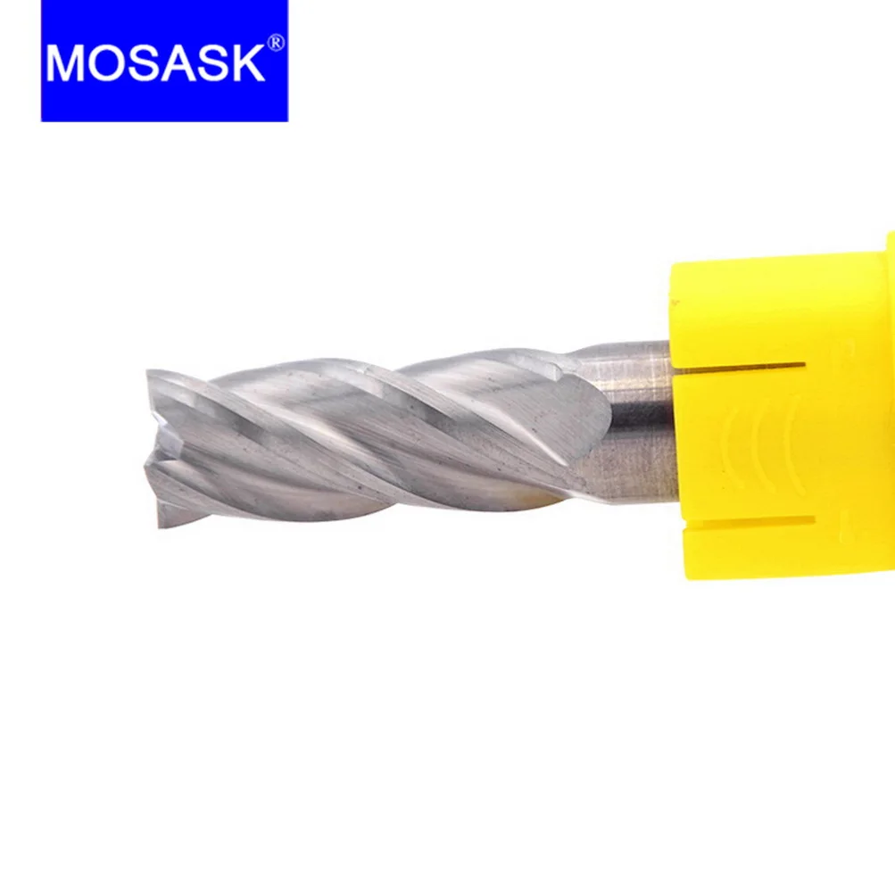 MOSASK 1PC 4 Flute HRC 55 Lathe Auminum Wood Machining Tungsten Steel Alloy MetalWorking 2 4 6 mm Carbide Endmill Milling Cutter