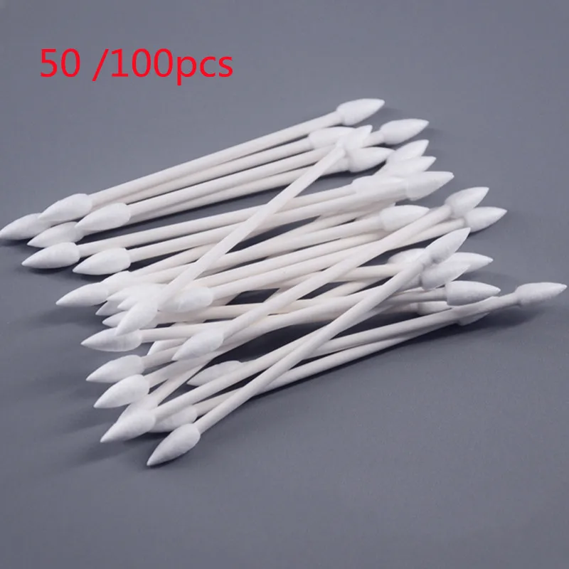 50/100pcs Disposable Cotton Swab Cosmetics Permanent Makeup Health Medical Ear Jewelry Clean Sticks Buds Tip Cotton Head Swab