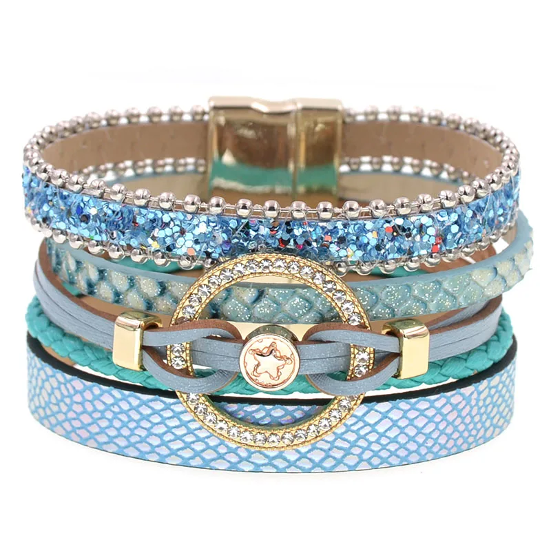 Charm Leather Bracelets For Women Trendy Boho bracelet Multilayer Wrap Bracelet women Female Jewelry