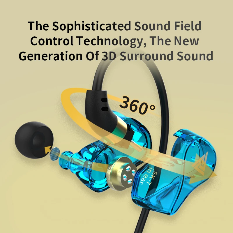 QKZ SK7ทองแดงแบบมีสายหูฟังสเตอริโอไฮไฟหูฟังเพลงชุดหูฟัง Super Bass หูฟัง Fone De Ouvido