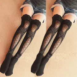 Women Sexy Mesh Lace Stockings Stylist Fashion Ladies Skin Thigh High Long Stockings Fashion Knit Over The Knee