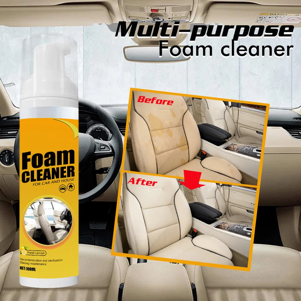 

100ml Multi-purpose Foam Cleaner Anti-aging Cleaning Automoive Car Interior Powerful Decontamination Leather Seat Cleaner