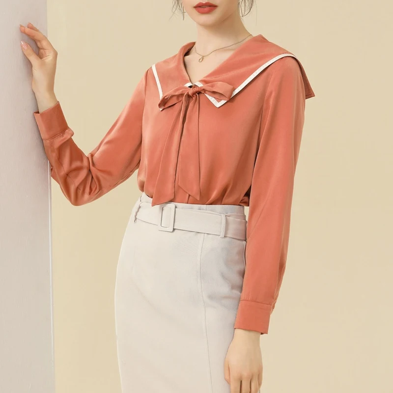 Shirt Spring 2021 Blouses Fashionable Elegant Ladies Shirt High quality Chiffon Blouse Top Office Commuter Shirt Plus Size S-XL