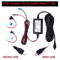 Mini Micro USB Car Dash Camera Charger Adapter Cam Hard Wire DVR Hardwire Kit for XiaoMi 70Mai YI 360 3.2m 12v-24v to 5v 2.5A