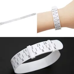 Calibrador de brazaletes de plástico de 1 piezas, pulsera de muñeca ajustable, medida de tamaño para bricolaje, herramientas de fabricación de joyas, longitud del equipo 15-25cm