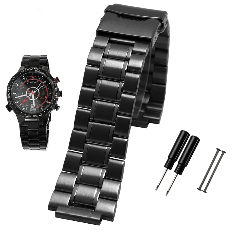 For Timex TW2R55500 T2N720 T2N721 T2N739 watches band Stainless Steel 24*16mm lug end Watchband black silver Accessories image 6