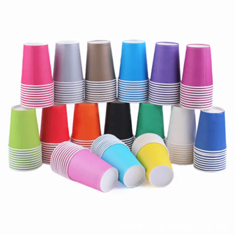 100/200pcs/Pack 9oz  Paper Cups Disposable Coffee Tea Milk Cup Drinking Accessories Party Supplies