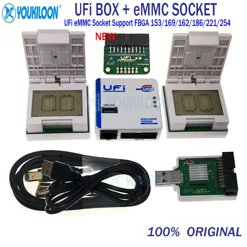 NEW  UFI Box And Adapter With eMMC Socket Support eMMC FBGA153/169/162/186/221/254