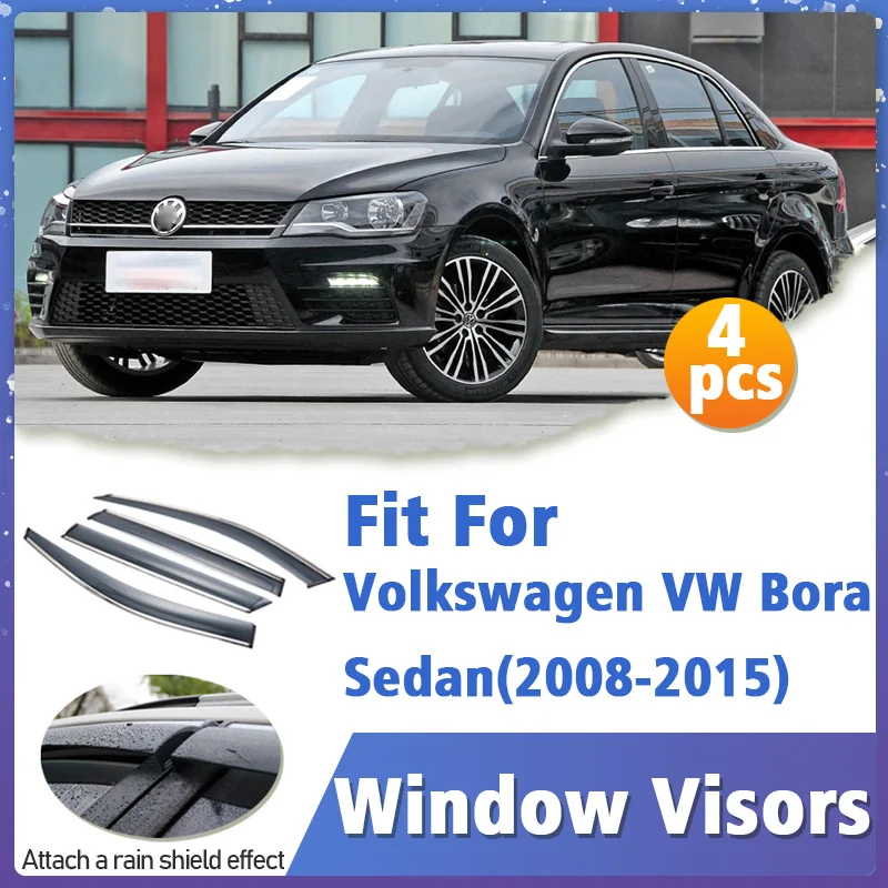 

Window Visor Guard for Volkswagen VW Bora Sedan 2008-2015 4pcs Vent Cover Trim Awnings Shelters Protection Sun Rain Deflector