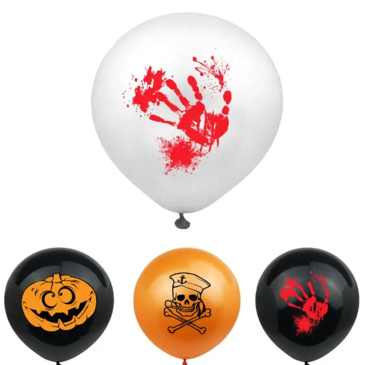 

Blood Splatter Latex Balloons Halloween Decoration Bloody Handprints 12 Inch Pumpkin Ghost Skull Party Decoration SN1422