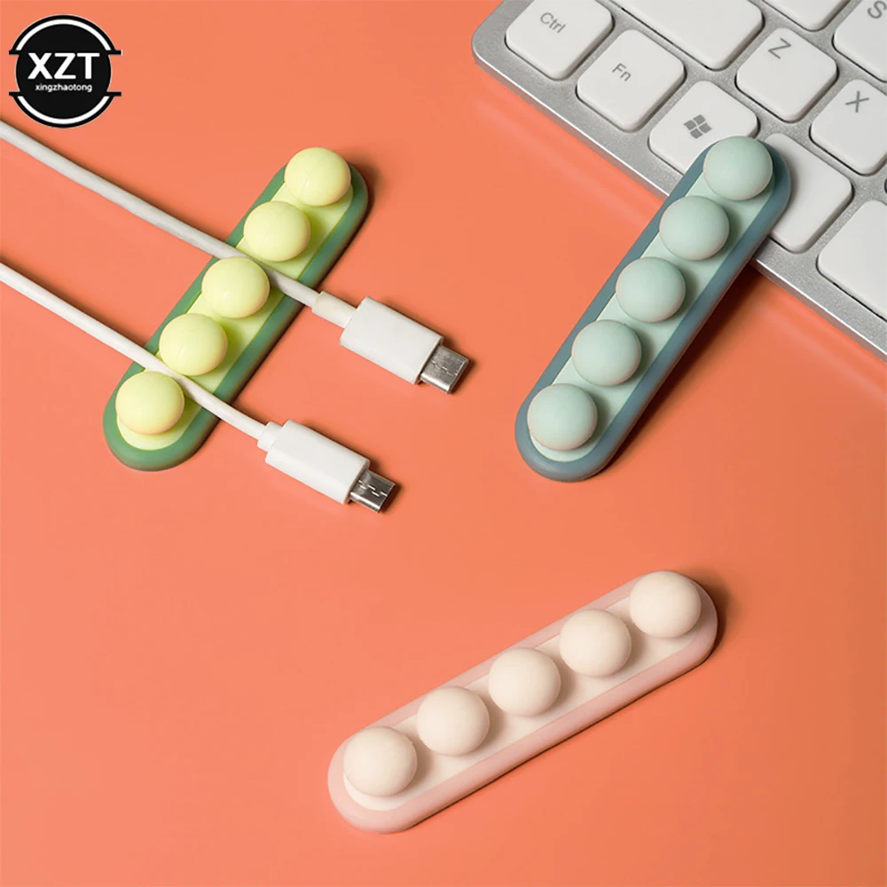 Cable Organizer Cartoon Silicone USB Winder Desktop Tidy Management Clips Holder For Charging Cable Headphone Wire Organizer