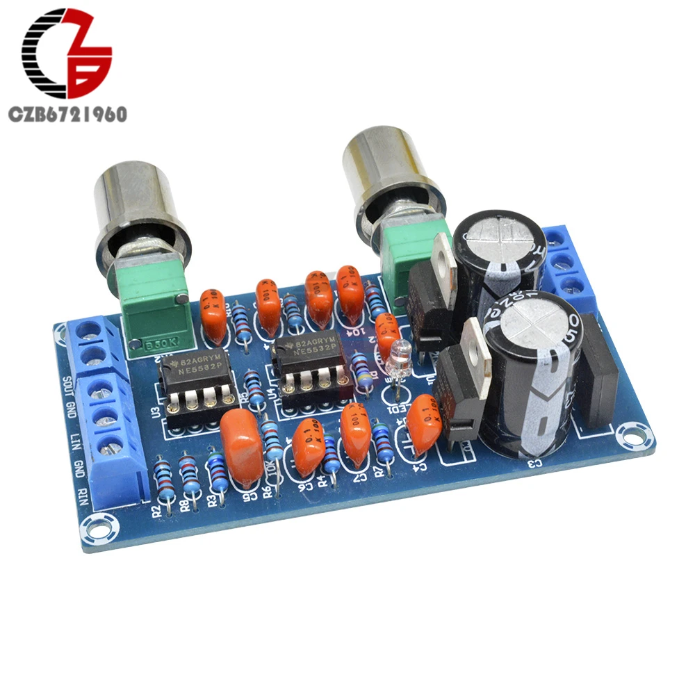 Low-pass Filter NE5532 Subwoofer Volume Process Circuit Amplifer Board AC 9V-15V