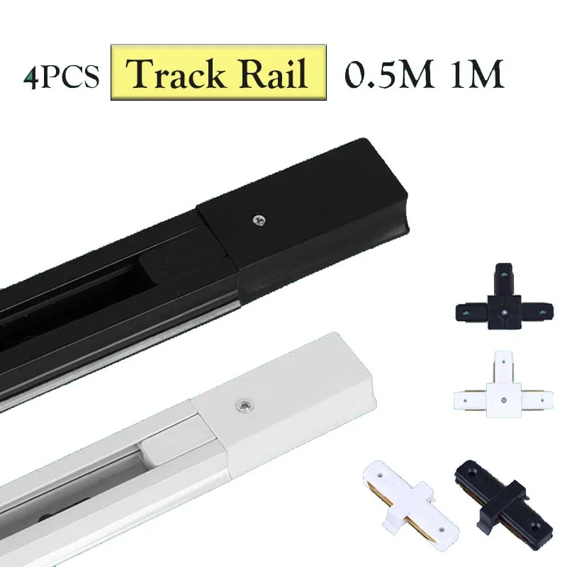 LED Track Light Rail 0.5M 1M Aluminum 2 Wire Electrified Rails With Spots Led Track Lamp Rail Track Lighting For Store Home